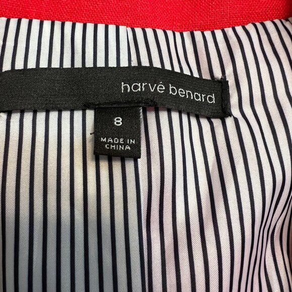 Harve Benard Red Linen Blazer Women's Size 8 Gold Button 2 Button Jacket Lined - Picture 4 of 11